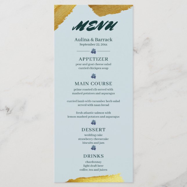 Menu Exemplo de Ouro clássico verde roxo (Frente)