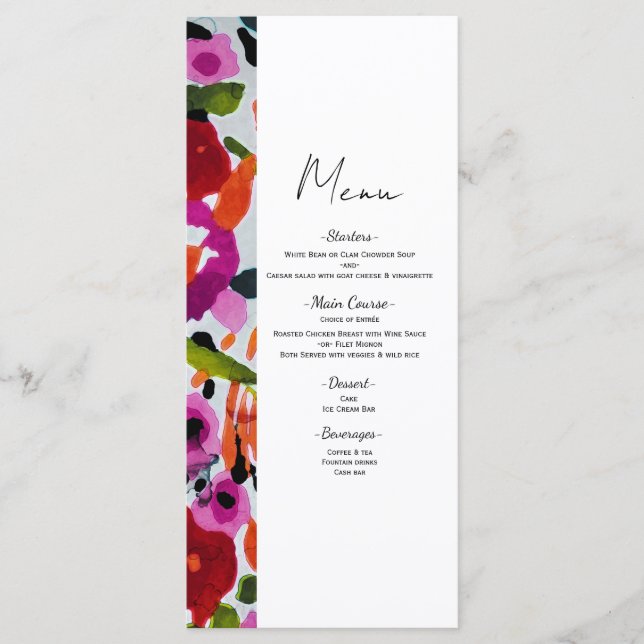 Menu Explosão de Cores Intensas Flores de Aquarela Sunt (Frente)