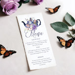 Menu Fairytale Wonderland Casado Tarde Partido Tea<br><div class="desc">Apresente seu cardápio de chá à tarde aos seus convidados com nossa bela festa de chá da tarde em maravilhosa vintage Alice no design de menus temático da Terra Maravilha. Perfeito para uma Alice em eventos temáticos e festas. Design apresenta um bule de chá vintage com uma mistura de nossos...</div>
