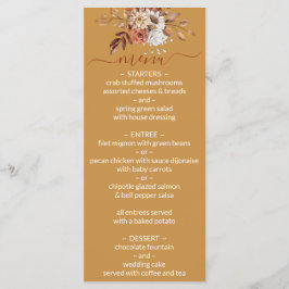 Menu Fall Floral Dourado Wedding