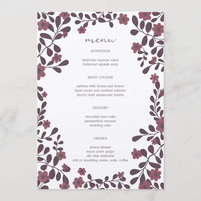 Menu Fall Floral Frame Moderno e Elegante PERSONALIDADE (Frente)
