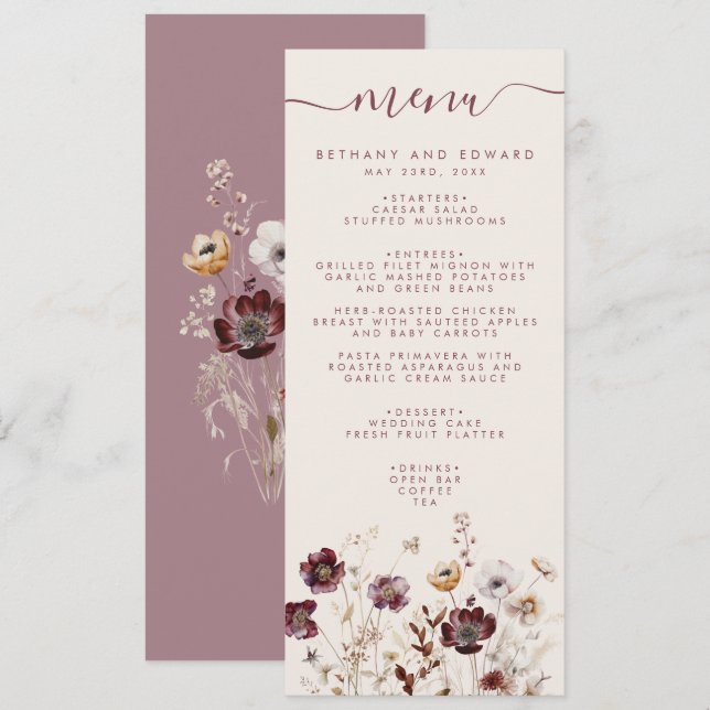 Menu Fall Floral Wedding (Frente/Verso)