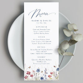 Menu Fall Watercolor Wildflower Mountain Rustic Wedding