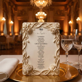 Menu Falsa Bordadura Floral em Gesso Esculturado 3D