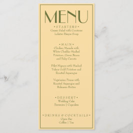 Menu Fancy Yellow Olive Green Classy Retro Wedding