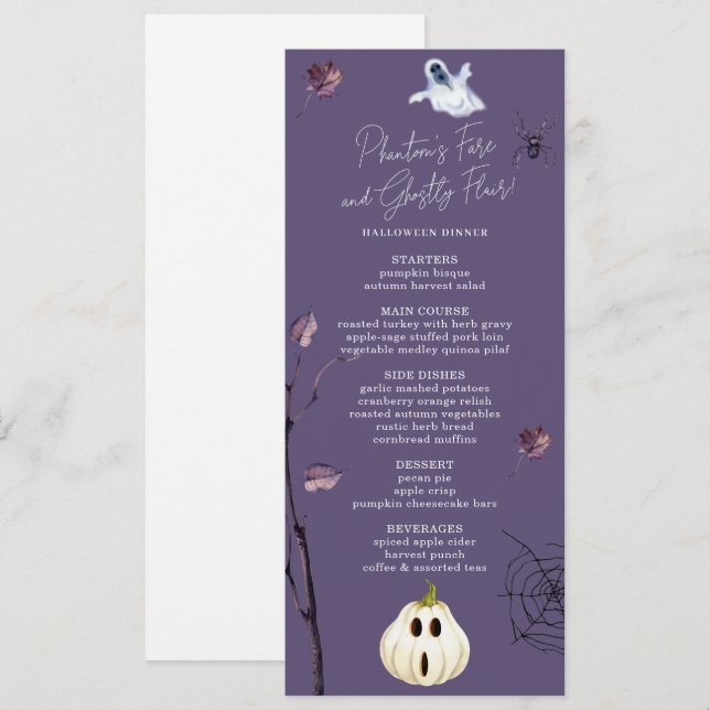 MENU FANTASIA DE PUMPKIN, FANTASIA AUTUMN GHOST HALLOWE (Frente/Verso)