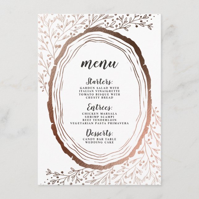 Menu Fatia Rústica de Madeira Fatia de Cobre Fall Fall  (Frente)