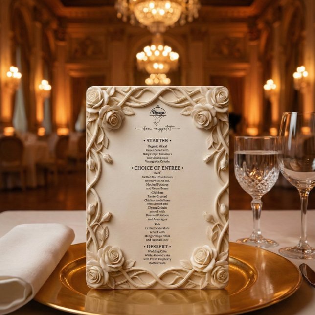 Menu Faux 3D Sculpted Plaster Floral Border (Criador carregado)