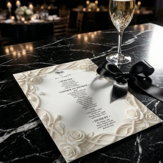 Menu Faux 3D Sculpted Plaster Floral Border (Criador carregado)
