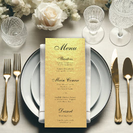 Menu Faux Gold Foil Elegante Caligrafia Negra