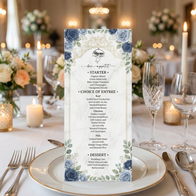Menu Faux Gold Scrollwork Printed Marble (Criador carregado)