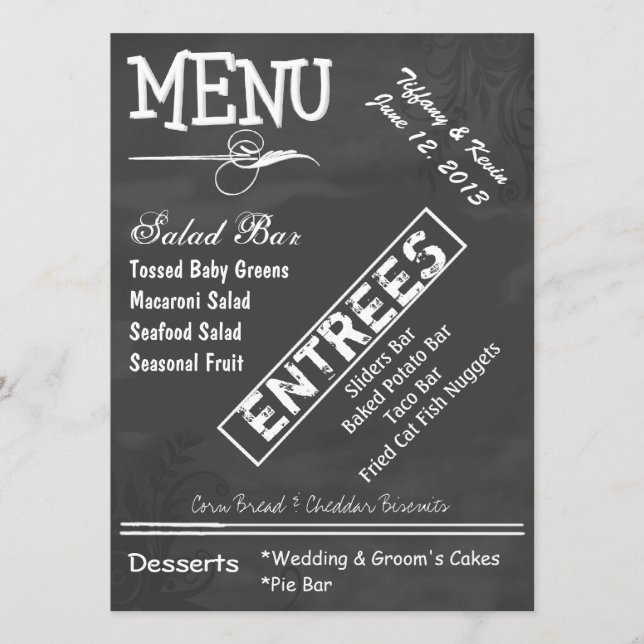 Menu feito sob encomenda do casamento do olhar do (Frente)