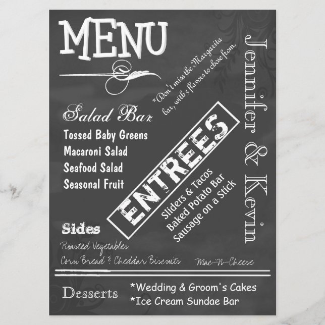 Menu feito sob encomenda do casamento do olhar do (Frente)