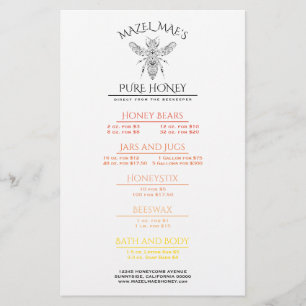 Menu feito sob encomenda do mel do Apiary