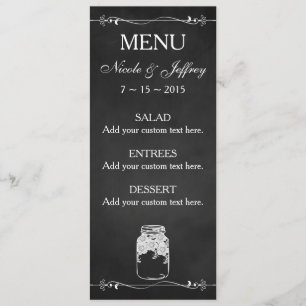 Menu feito sob encomenda rústico do casamento do