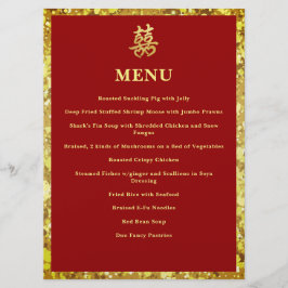Menu felicidade dupla coração de casamento chinês forma