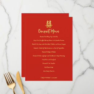 Menu Felicidade dupla do casamento chinês clássico verm
