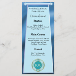 Menu Feliz 100º Aniversário Folha Azul de Teal