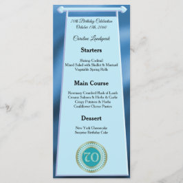 Menu Feliz 70 de Aniversário Folha Azul-Teal