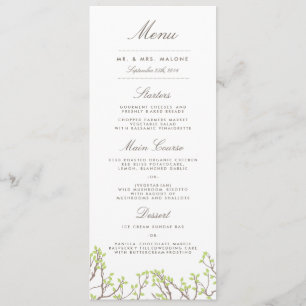 Menu feliz do comensal de casamento dos ramos