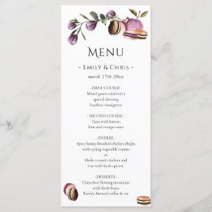 Menu Feliz Macaron  Violet Floral Modern