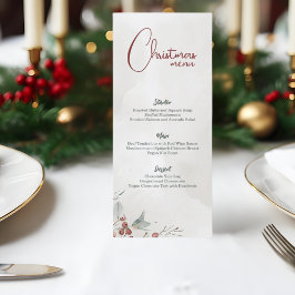 Menu Feliz Natal Watercolor Berry Winter Non-Photo