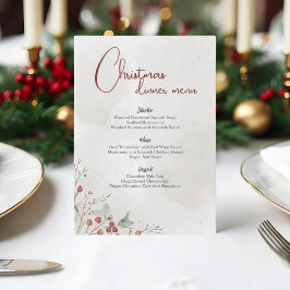 Menu Feliz Natal Watercolor Berry Winter Non-Photo