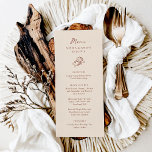 Menu Ferradura minimalista | Neutral Brown Wedding<br><div class="desc">Esses menus de casamento tendenciosos, mas elegantes, neutros e castanhos apresentam um estilo rústico moderno e minimalista, com roteiro manuscrito e texto clássico. Um par de ferraduras desenhadas à mão é apresentado em uma sutil ilustração, para um olhar atualizado para o casamento do seu país, do oeste ou do tema...</div>
