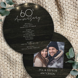 Menu Festa de 60 Anos Luzes de Madeira Rústica