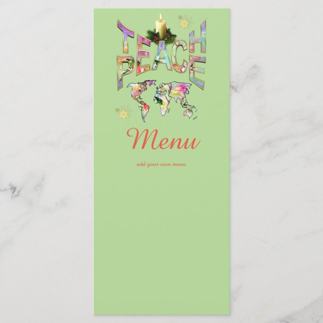 Menu Festa de almoço de Natal da Paz de Ensino (Frente)