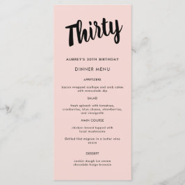 Menu Festa de aniversário de 30 anos de Script Moderno