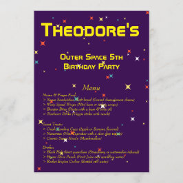 Menu Festa de aniversário do Espaço Exterior