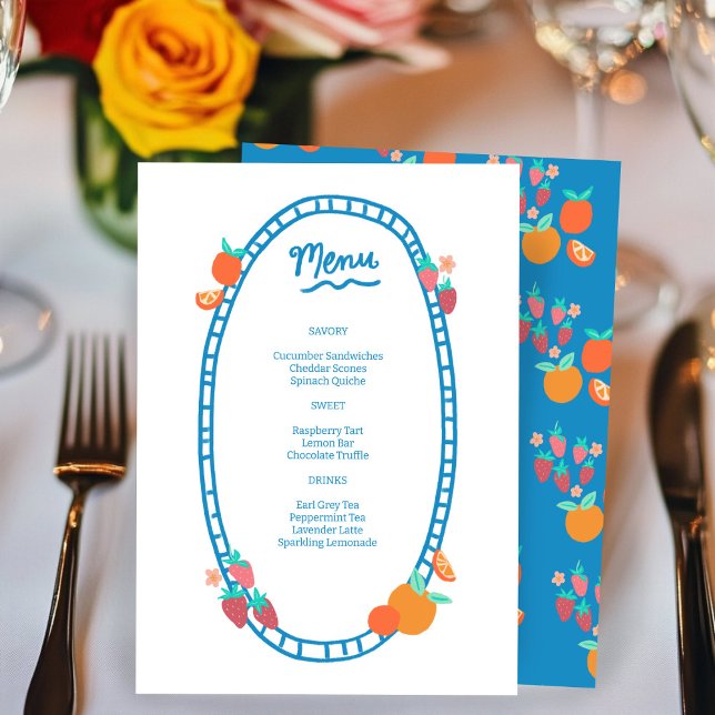 Menu Festa de casamento de Chá de fraldas PERSONALIZADO (Cute Fruit CUSTOM Bridal Baby Shower Wedding Party Menu
)