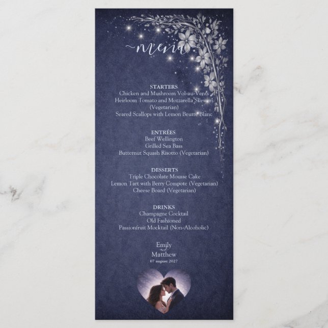 Menu Festa de Casamento Moonlit Grove Celestial Woodlan (Frente)