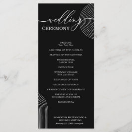 Menu Festa de Cerimônia de Casamento Geométrica Preto e