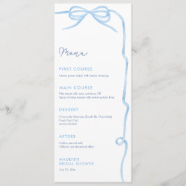 Menu Festa de Chá de panela Azul-Arco Elegante