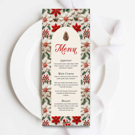 Menu Festa de Natal Elegante Red Floral