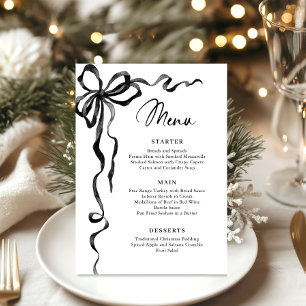 Menu Festa de Natal Laço Preto Divertido e Excêntrico