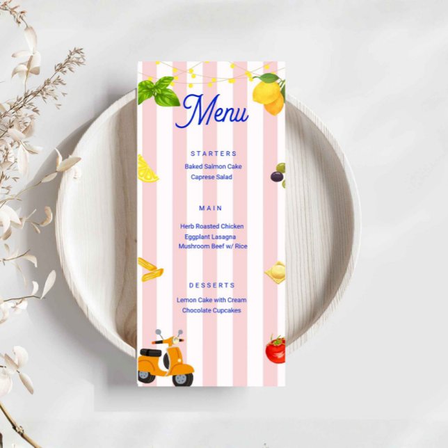 Menu Festa Italiana La Dolce Vita (italian menu card, la dolce vita menu, italian party menu, birthday menu sign, pasta party decor, pi)