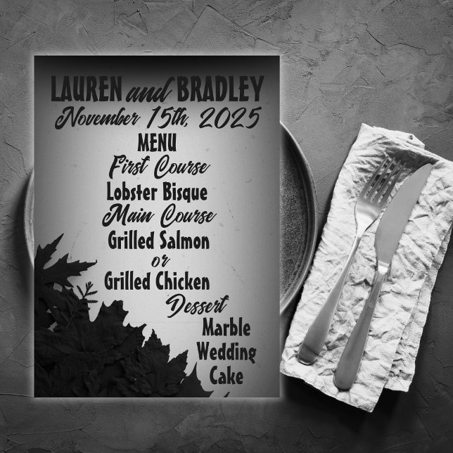 Menu Filme Noir Wedding da década de 1940 (Criador carregado)