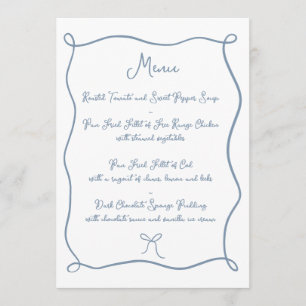Menu Fita Desenhada à Mão e Casamento Azul com Arco