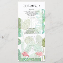 Menu Flamingo Rosa, Folhas tropicais e casamento de flo