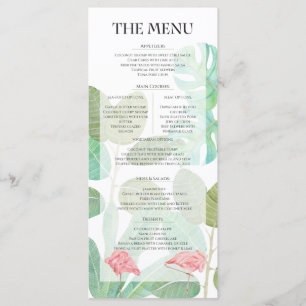 Menu Flamingo Rosa, Folhas tropicais e casamento de flo