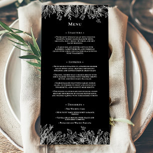 Menu Flat de Casamento Verde Negro e Branco