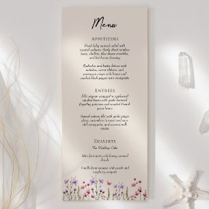 Menu Flat Modern Wildflower Beige Wedding