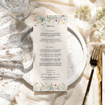 Menu Flat Simples de Casamento de Berna Fern de Flor<br><div class="desc">Este Simples design de Menu Plano Fern Beige de Casamento Simples é um arranjo elegante de quadros geométricos de ouro clássicos embelezados com delicados buquês e caules florais florais de vassoura. Apresentando uma paleta de fundo bege de marfim eterno com uma típica tipografia negra clássica e flores silvestres coloridas, criando...</div>