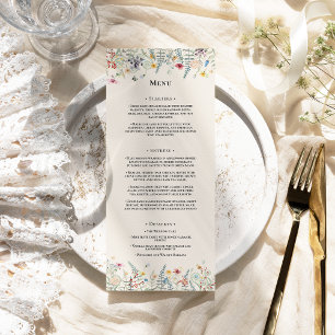 Menu Flat Simples de Casamento de Berna Fern de Flor