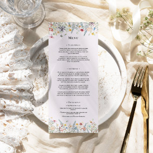 Menu Flat Simples de Casamento de Lavanda de Flor Selva