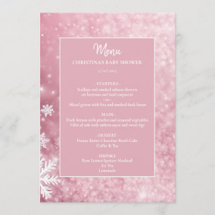 Menu Floco de neve Winter Wonderland Chá de fraldas ros
