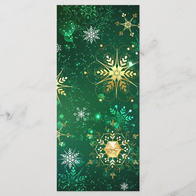 Menu Flocos de neve do Ouro Xmas em fundo verde (Frente)